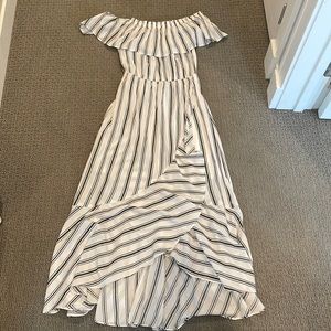 Express off-the-shoulder striped maxi dress